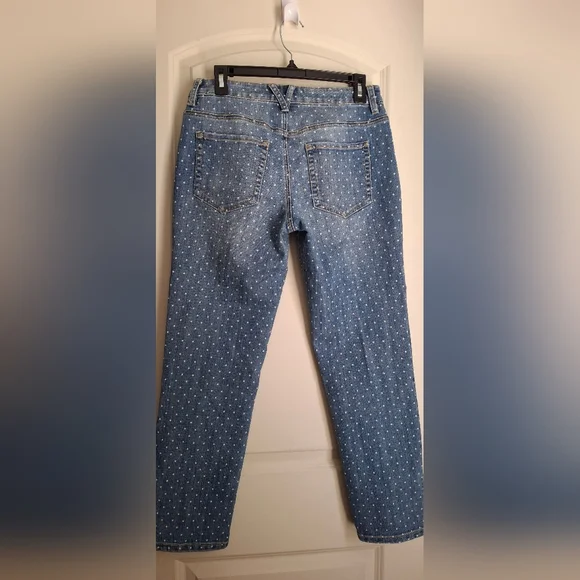 Chicos Platinum Denim Dot Boyfriend Jeans Womens Sz 00 Bohemian Casual Office - Picture 4 of 10
